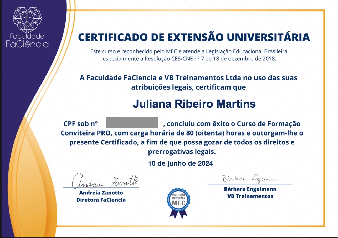 Exemplo de Certificado com Extensão Universitária PRO