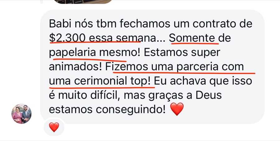 Mensagem de aluna sobre resultados (print 20)